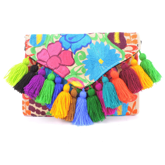 Handmade Boho Crossbody Purse Tassel Embroidered - Picture 2 of 4